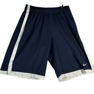 Nike Basketball Shorts‎ Y2K Navy Blue White Stripe Mens Medium Athletic Gym